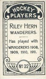 1911-12 Imperial Tobacco Hockey Players (C55) #32 Riley Hern Back