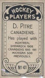 1911-12 Imperial Tobacco Hockey Players (C55) #41 Didier Pitre Back