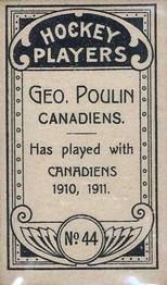 1911-12 Imperial Tobacco Hockey Players (C55) #44 George Poulin Back