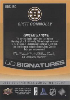 2015-16 Upper Deck - UD Signatures #UDS-BC Brett Connolly Back