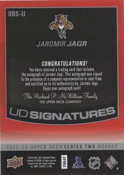 2015-16 Upper Deck - UD Signatures #UDS-JJ Jaromir Jagr Back