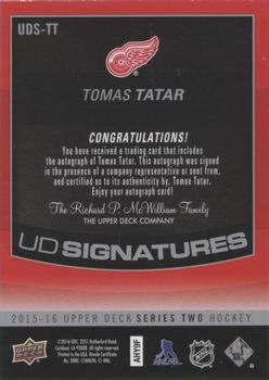 2015-16 Upper Deck - UD Signatures #UDS-TT Tomas Tatar Back