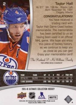 2015-16 Upper Deck Ultimate Collection #2 Taylor Hall Back