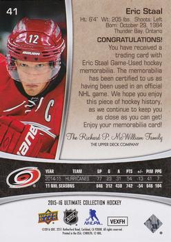2015-16 Upper Deck Ultimate Collection #41 Eric Staal Back