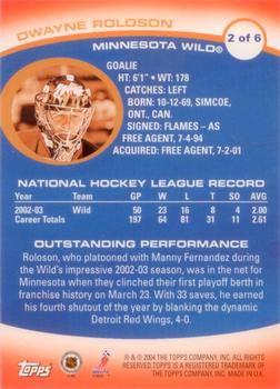 2003-04 Topps Pristine - NHL All-Star Game #2 Dwayne Roloson Back