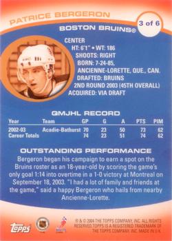 2003-04 Topps Pristine - NHL All-Star Game #3 Patrice Bergeron Back