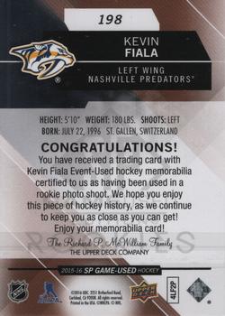 2015-16 SP Game Used - Copper Jersey #198 Kevin Fiala Back