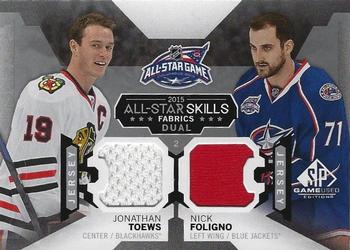 2015-16 SP Game Used - 2015 All-Star Fabrics Duals #AS2-1 Nick Foligno / Jonathan Toews Front