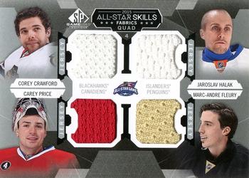 2015-16 SP Game Used - 2015 All-Star Skills Fabrics Quads #AS4-5 Corey Crawford / Jaroslav Halak / Carey Price / Marc-Andre Fleury Front
