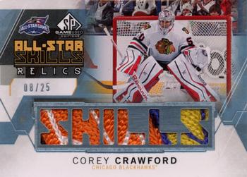 2015-16 SP Game Used - 2015 All-Star Skills Relics Platinum Blue Patch #AS-CC Corey Crawford Front