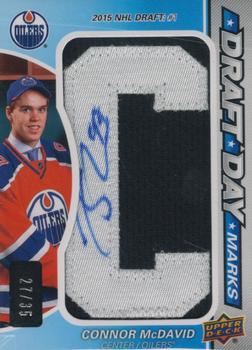 2015-16 SP Game Used - Draft Day Marks Manufactured Letters Rookies #DDM-CM Connor McDavid Front