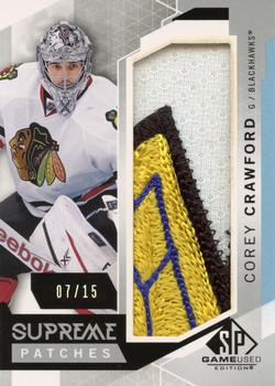 2015-16 SP Game Used - Supreme Relics Supreme Patches #PA-CC Corey Crawford Front