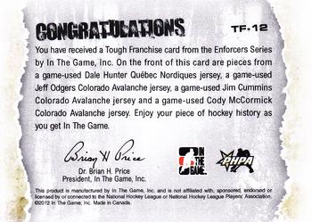 2011-12 In The Game Enforcers - Tough Franchise Jersey Quads Spring Expo #TF-12 Dale Hunter / Jeff Odgers / Jim Cummins / Cody McCormick Back