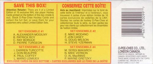 1990-91 O-Pee-Chee - Box Bottom Panels #NNO Checklist Front