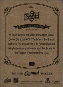 2015-16 Upper Deck Champ's #249 Samuel de Champlain Back