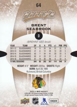 2016-17 Upper Deck MVP #64 Brent Seabrook Back