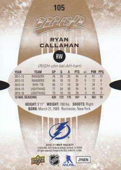 2016-17 Upper Deck MVP #105 Ryan Callahan Back