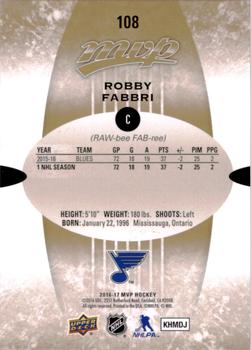 2016-17 Upper Deck MVP #108 Robby Fabbri Back