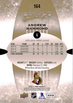 2016-17 Upper Deck MVP #164 Andrew Hammond Back
