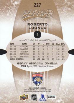 2016-17 Upper Deck MVP #227 Roberto Luongo Back