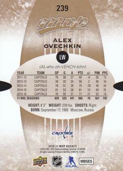 2016-17 Upper Deck MVP #239 Alex Ovechkin Back