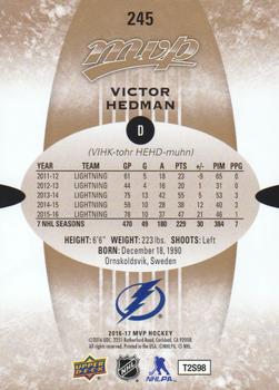 2016-17 Upper Deck MVP #245 Victor Hedman Back