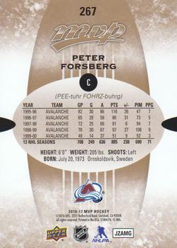 2016-17 Upper Deck MVP #267 Peter Forsberg Back
