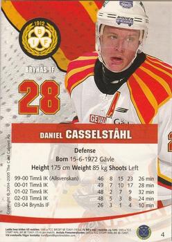 2004-05 SHL Elitset #4 Daniel Casselstal Back