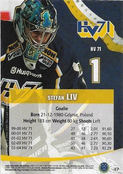2004-05 SHL Elitset #47 Stefan Liv Back