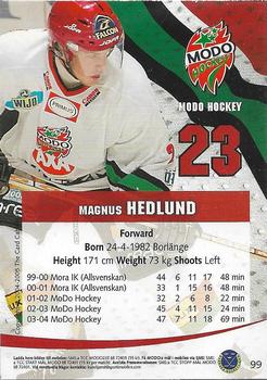2004-05 SHL Elitset #99 Magnus Hedlund Back