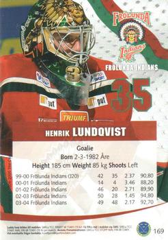 2004-05 SHL Elitset #169 Henrik Lundqvist Back