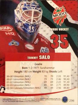 2004-05 SHL Elitset #236 Tommy Salo Back