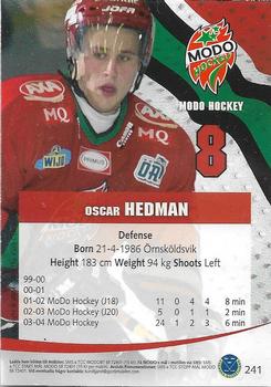 2004-05 SHL Elitset #241 Oscar Hedman Back