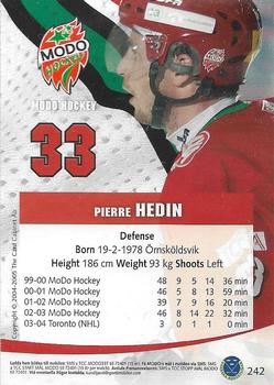 2004-05 SHL Elitset #242 Pierre Hedin Back