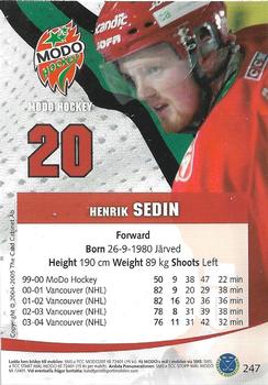 2004-05 SHL Elitset #247 Henrik Sedin Back