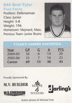 2006-07 MV Builder/WS Emerson/Darling's Maine Black Bears (NCAA) #NNO Bret Tyler Back