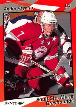 1993-94 Slapshot Sault Ste. Marie Greyhounds (OHL) #8 Andre Payette Front
