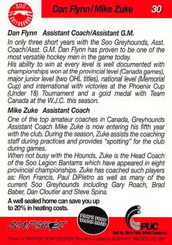 1993-94 Slapshot Sault Ste. Marie Greyhounds (OHL) #30 Assistant Coaches Back