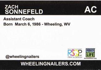 2012-13 Wheeling Nailers (ECHL) #NNO Zach Sonnefeld Back