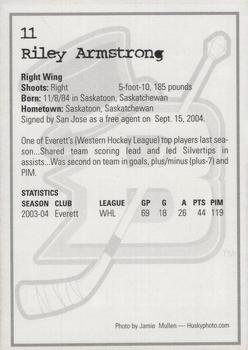 2004-05 Cleveland Barons (AHL) #NNO Riley Armstrong Back