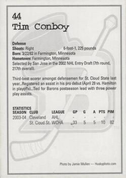2004-05 Cleveland Barons (AHL) #NNO Tim Conboy Back