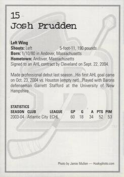 2004-05 Cleveland Barons (AHL) #NNO Joshua Prudden Back