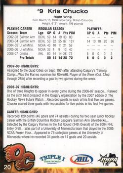 2007-08 Quad City Flames (AHL) #20 Kris Chucko Back