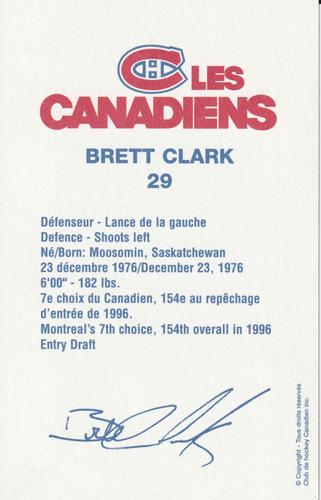 1998-99 Montreal Canadiens #NNO Brett Clark Back