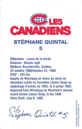 1998-99 Montreal Canadiens #NNO Stephane Quintal Back