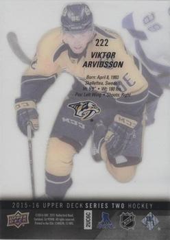 2015-16 Upper Deck - Young Guns Acetate #222 Viktor Arvidsson Back