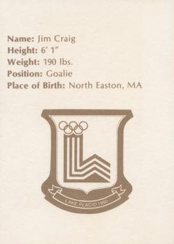 1979-80 U.S. Olympic Team #NNO Jim Craig Back