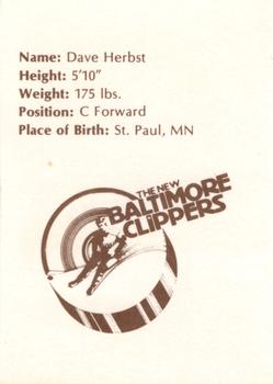 1979-80 Baltimore Clippers (EHL) #NNO Dave Herbst Back