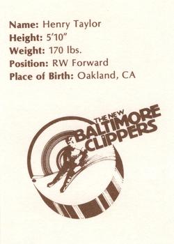 1979-80 Baltimore Clippers (EHL) #NNO Henry Taylor Back