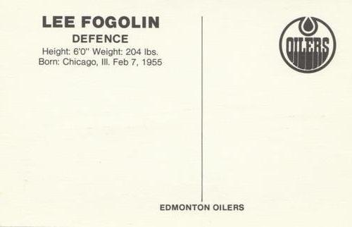 1979-80 Edmonton Oilers Postcards #NNO Lee Fogolin Back